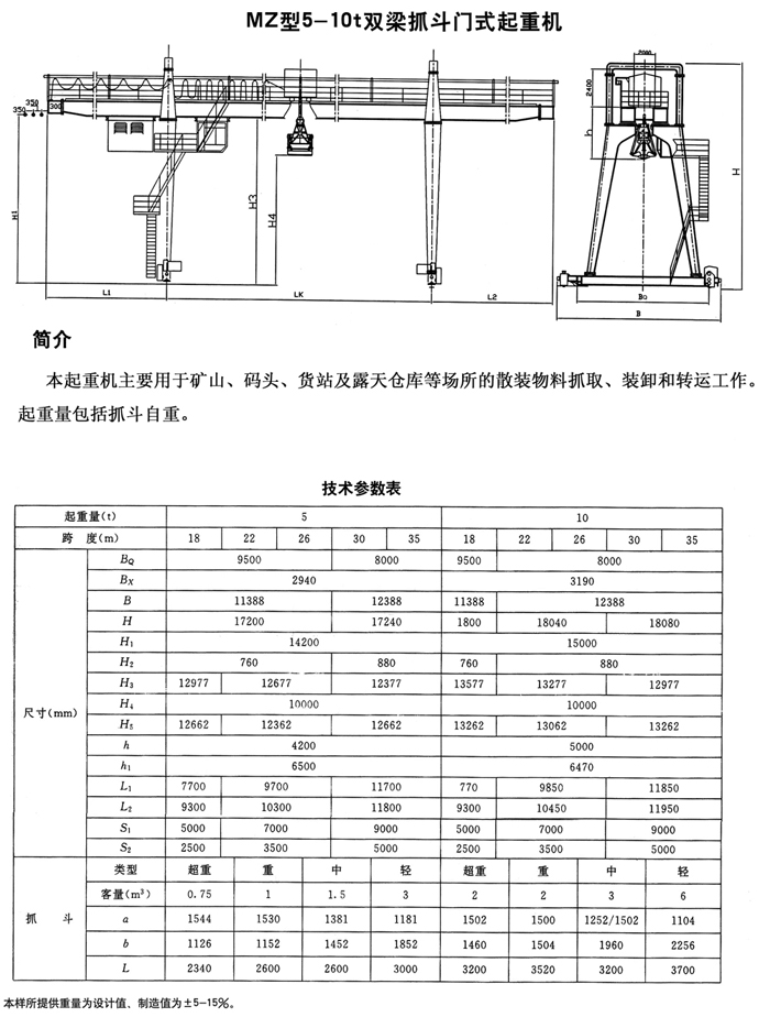 MZ型雙梁抓斗門式起重機(jī)